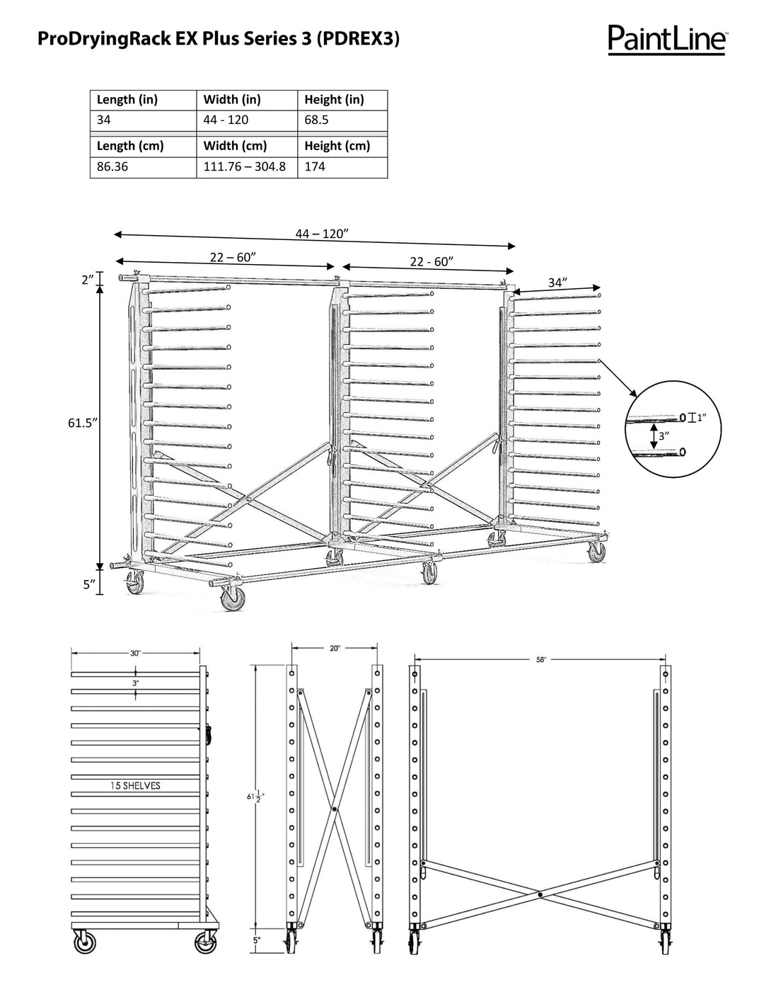 PRODRYINGRACK EX PLUS SERIES 3 DIMENSIONS