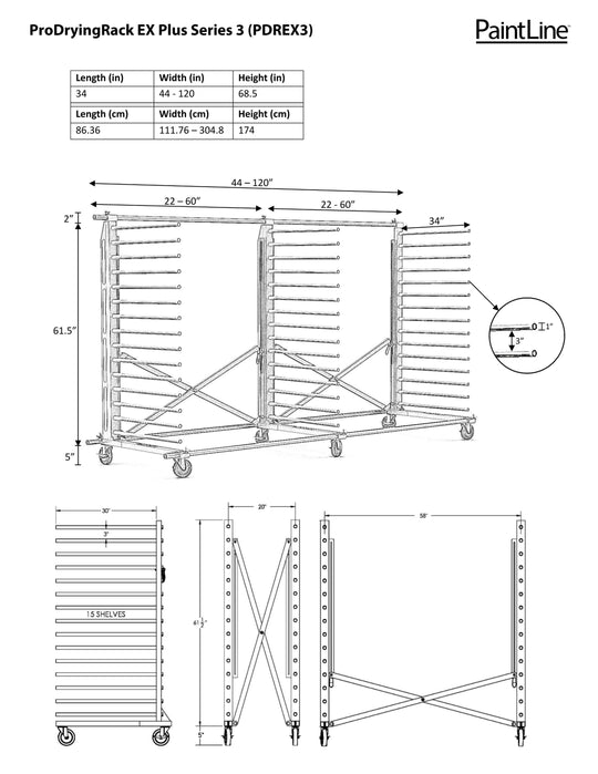 PRODRYINGRACK EX PLUS SERIES 3 DIMENSIONS