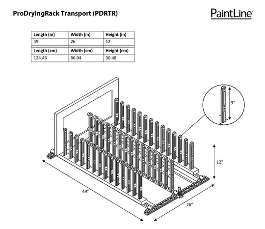 PRODRYINGRACK TRANSPORT (PDRTR) DIMENSIONS
