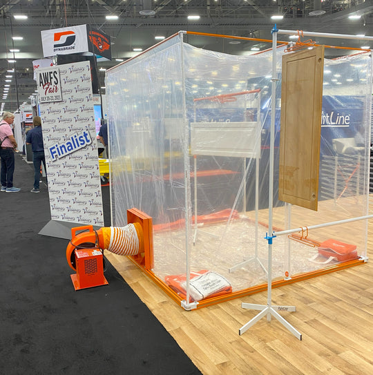 PORTABLE JOBSITE SPRAY BOOTH (PJSB) IN USE AT TRADESHOW