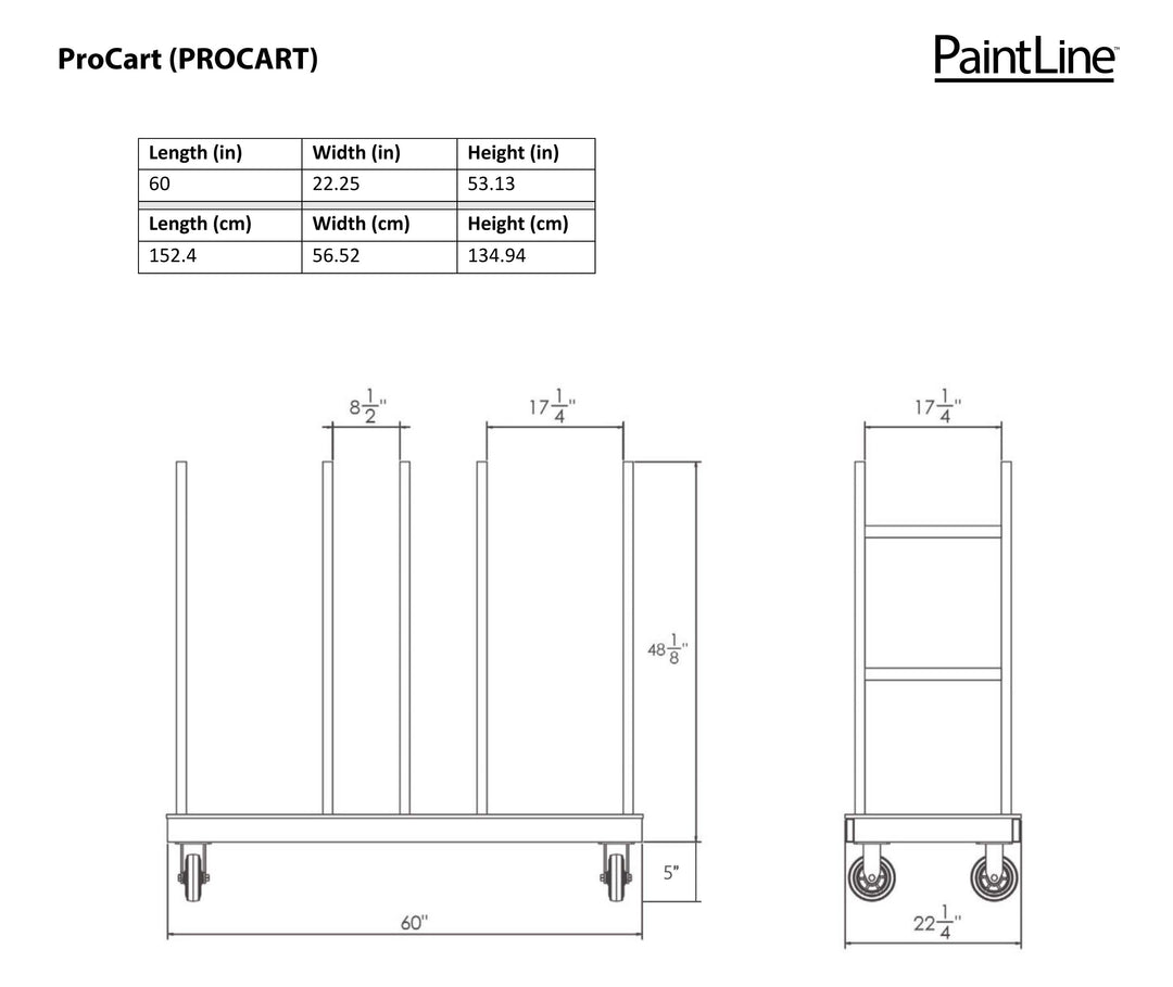 PROCART MATERIAL HANDLING CART DIMENSIONS