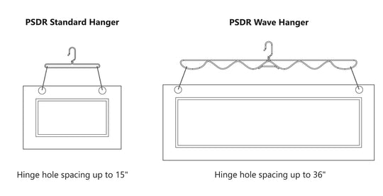 PRODRYINGRACK SD (PSDR) SERIES STANDARD HANGERS AND WAVE HANGERS LINE DRAWINGS WITH DIMS