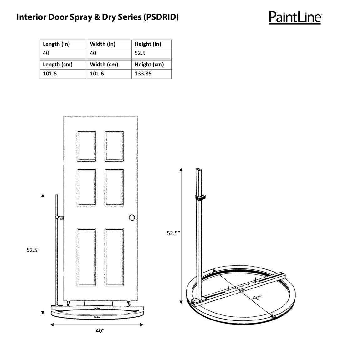 INTERIOR DOOR SPRAY AND DRY SERIES (PSDRID) DIMENSIONS GRAPHIC
