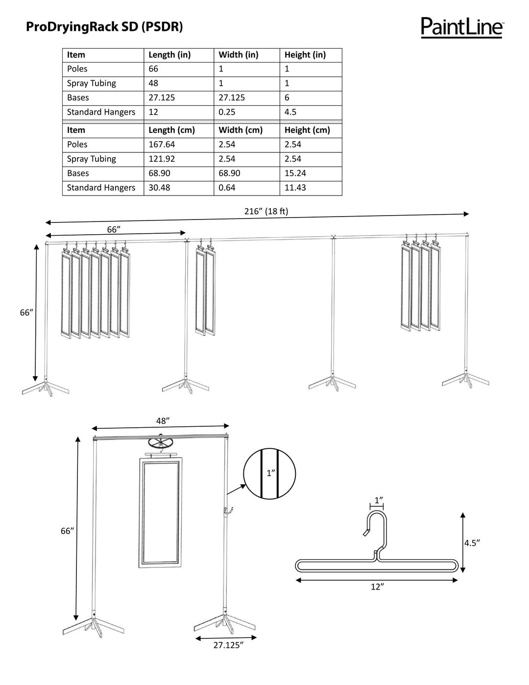 PRODRYINGRACK SD (PSDR) SERIES DIMENSIONS