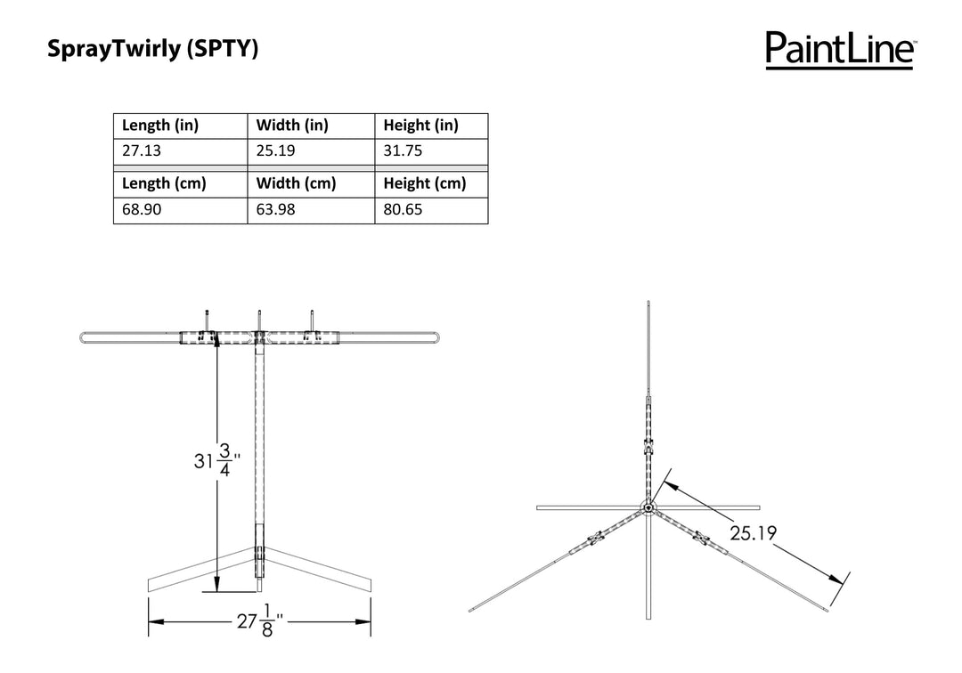 SPRAYTWIRLY (SPTY) DIMENSIONS GRAPHIC