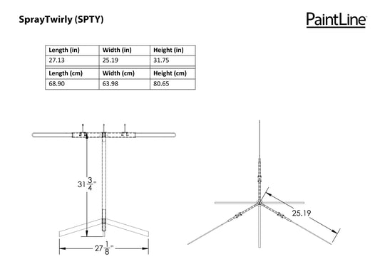 SPRAYTWIRLY (SPTY) DIMENSIONS GRAPHIC