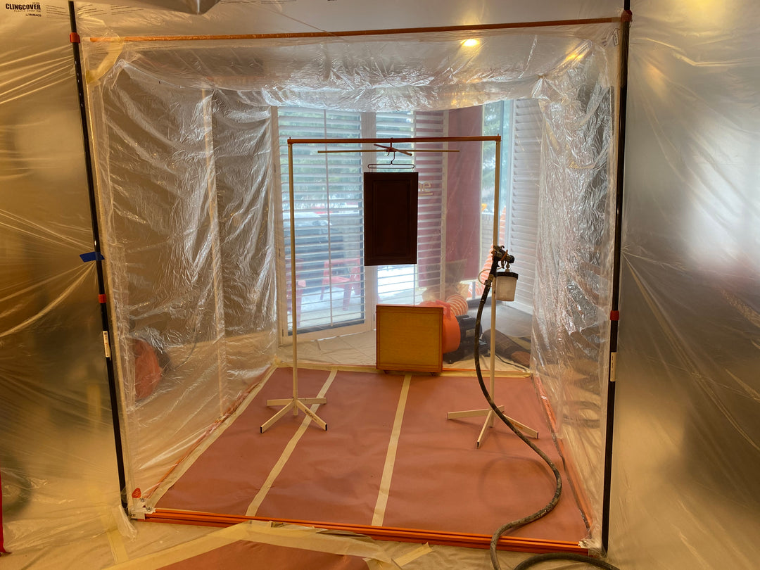 PORTABLE JOBSITE SPRAY BOOTH (PJSB) IN USE WITH PSDR SERIES