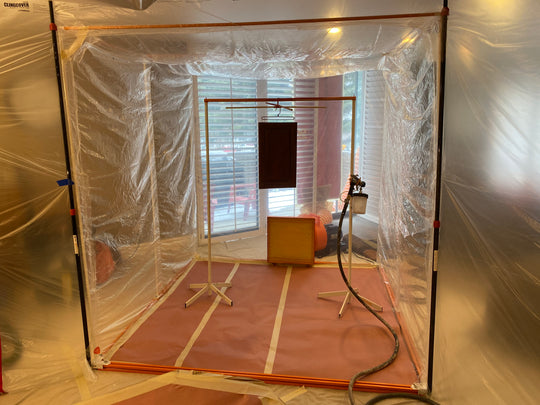 PORTABLE JOBSITE SPRAY BOOTH (PJSB) IN USE WITH PSDR SERIES