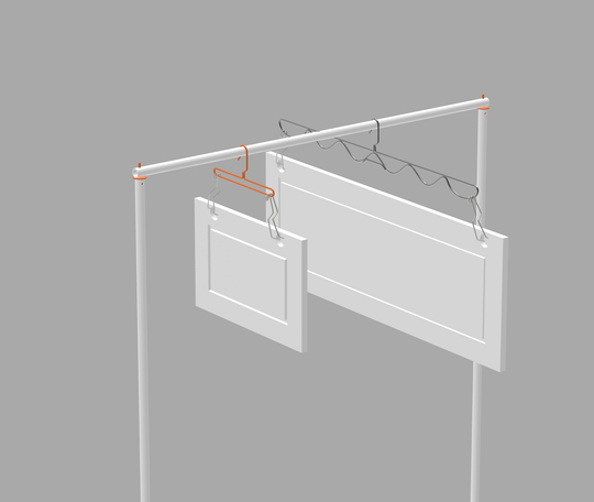 PRODRYINGRACK SD (PSDR) SERIES WAVE HANGERS RENDERING WITH EFC HINGE HOOKS