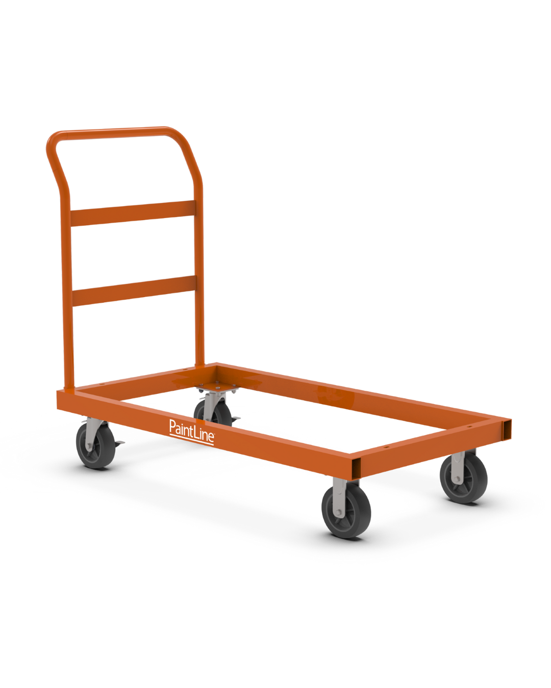 Orange utility cart with 'PaintLine' branding on a white background