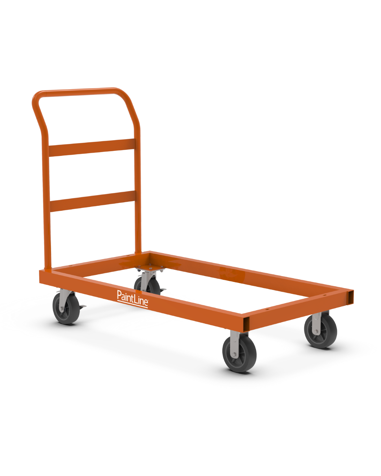 Orange utility cart with 'PaintLine' branding on a white background