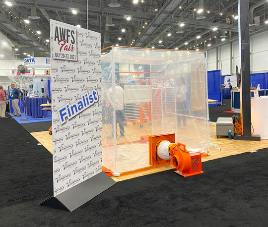 PORTABLE JOBSITE SPRAY BOOTH (PJSB) BLOWER IN USE AT TRADESHOW