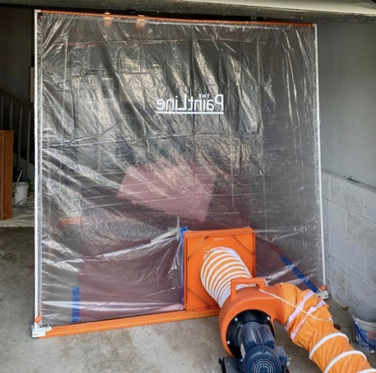 PORTABLE JOBSITE SPRAY BOOTH (PJSB) DUCT REDUCER IN USE