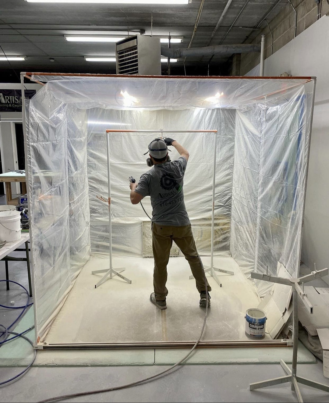 PORTABLE JOBSITE SPRAY BOOTH (PJSB) IN USE