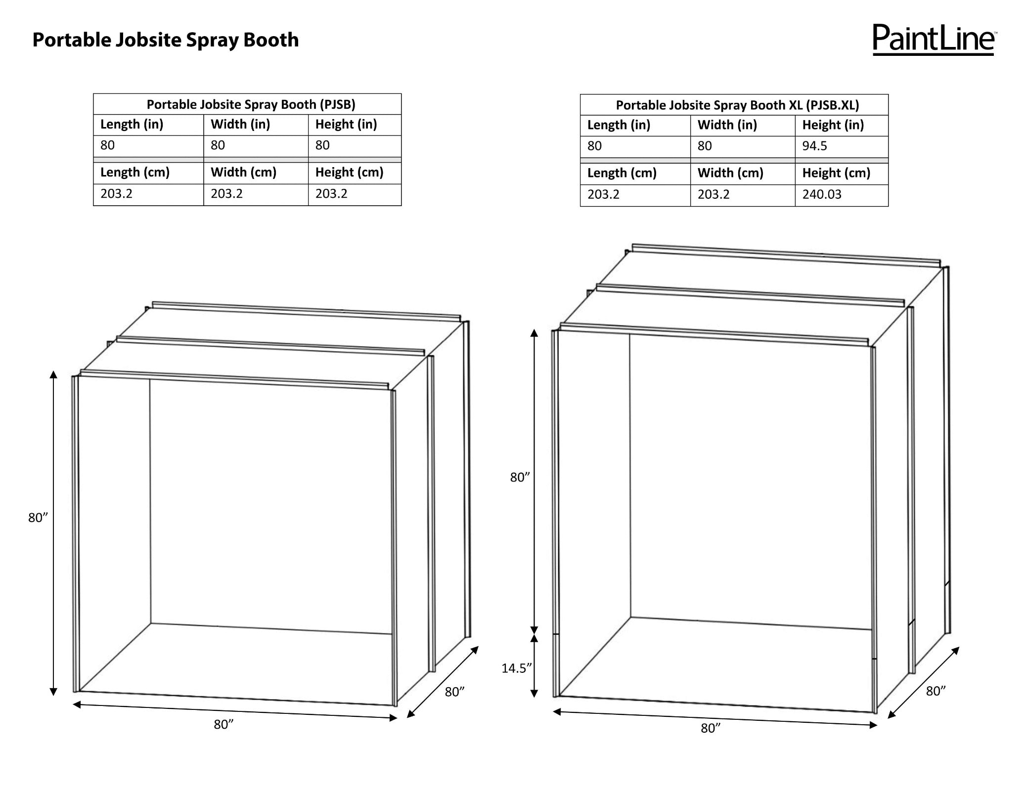 PaintLine | Portable Jobsite Spray Booth™ (PJSB) Height Extension