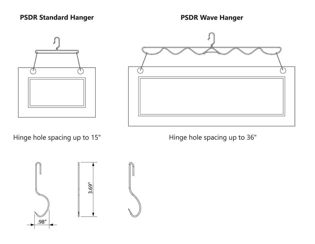 PRODRYINGRACK SD (PSDR) SERIES PREMIUM HINGE HOOKS LINE DRAWINGS WITH DIMENSIONS