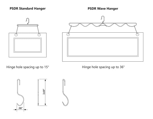 PRODRYINGRACK SD (PSDR) SERIES PREMIUM HINGE HOOKS LINE DRAWINGS WITH DIMENSIONS