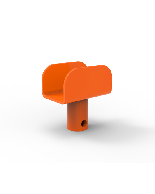 Orange metal clip on a white background