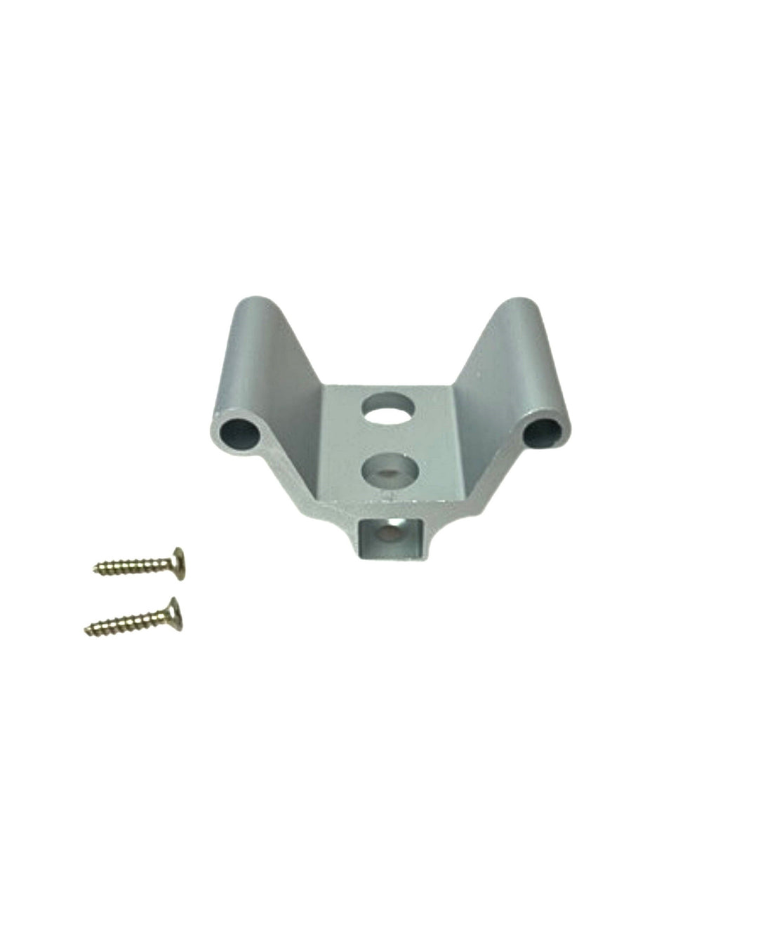 A set of gray aluminum VClips with wood screws for interior door spray and dry series.