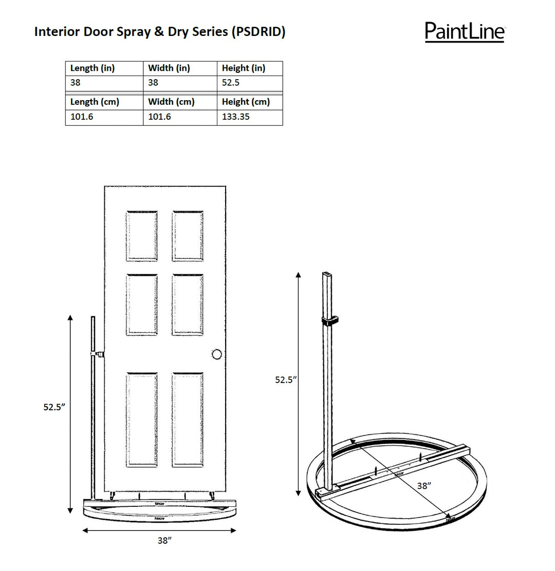 INTERIOR DOOR SPRAY AND DRY SERIES (PSDRID) DIMENSIONS GRAPHIC