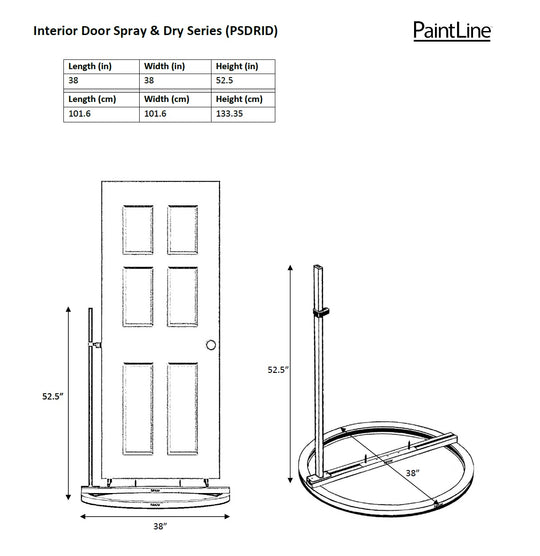 INTERIOR DOOR SPRAY AND DRY SERIES (PSDRID) DIMENSIONS GRAPHIC