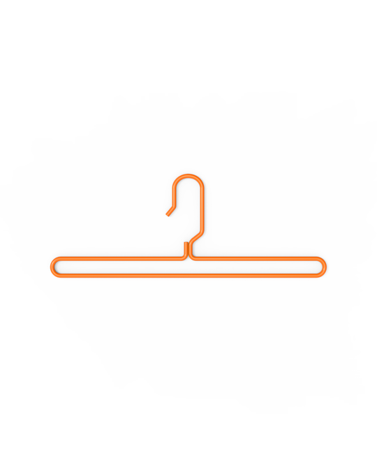 Orange metal hanger on a white background