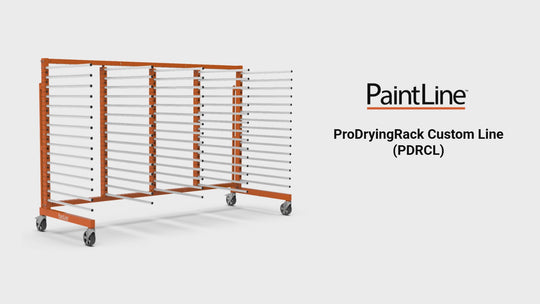 A video of the PaintLine Custom Line rack showing it in a warehouse setting and then a product animation