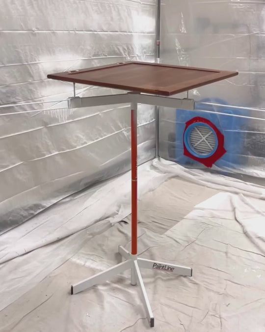 PaintLine's SprayTwirly rotating spray table being used by customers in multiple settings.