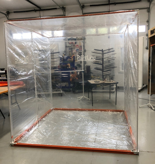 PORTABLE JOBSITE SPRAY BOOTH (PJSB) DISPOSABLE LINER IN USE
