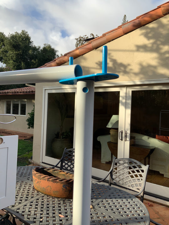 PRODRYINGRACK SD (PSDR) SERIES ACCESSORIES IN USE OUTSIDE, HEIGHT EXTENDERS AND 2ND TIER CONNECTORS