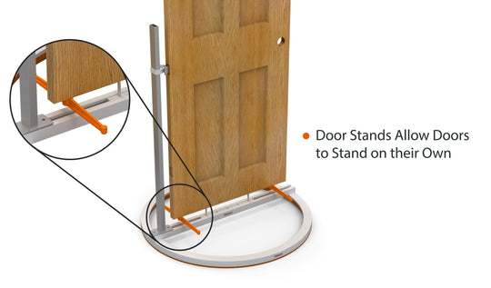 INTERIOR DOOR SPRAY AND DRY SERIES (PSDRID) ANIMATION SCREENSHOT TO SHOW HOW PLASTIC BASE SUPPORTS ALLOW DOORS TO STAND ON THEIR OWN